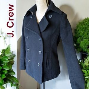 J. Crew-small women’s black 100% wool double breasted peacoat. 2 pockets. EUC